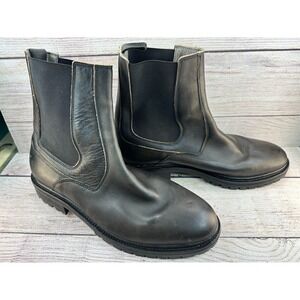 All Saints Melos Ankle Chelsea Boots Mens Size 12 Black Leather Stretch MZ002Z